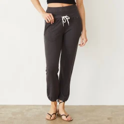 MONROW Supersoft Double Waist Sweat WASHEDBLACK Clearance